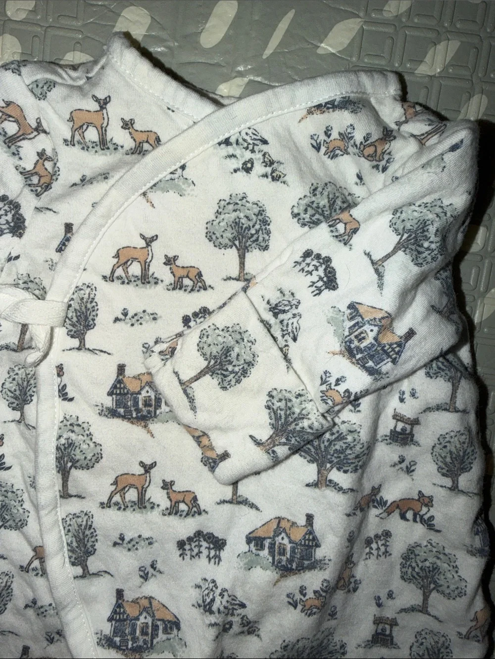 Janie and Jack Woodland Toile Baby One-Piece Footed Kimono-Style Sleeper